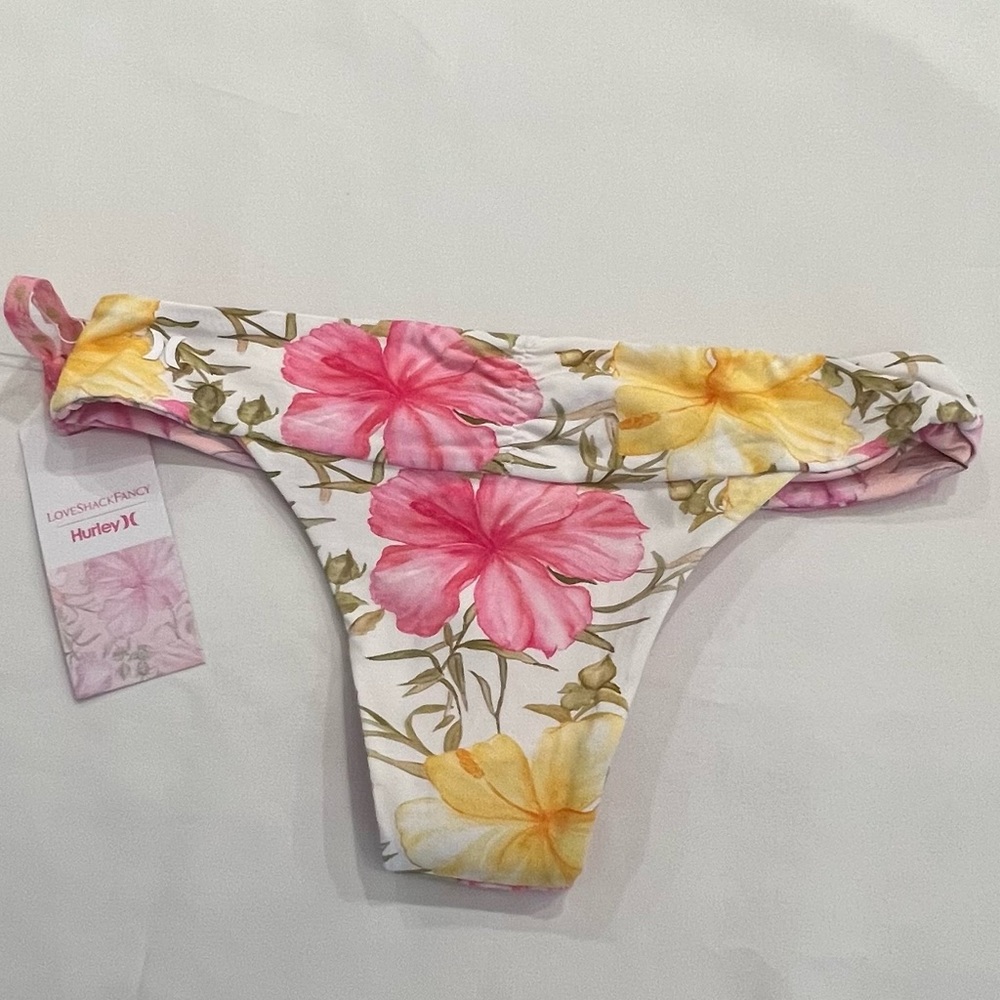 LOVESHACKFANCY X HURLEY - HIBISCUS CHEEKY REVERSIBLE HIPSTER BIKINI BOTTOM only - Picture 10 of 12